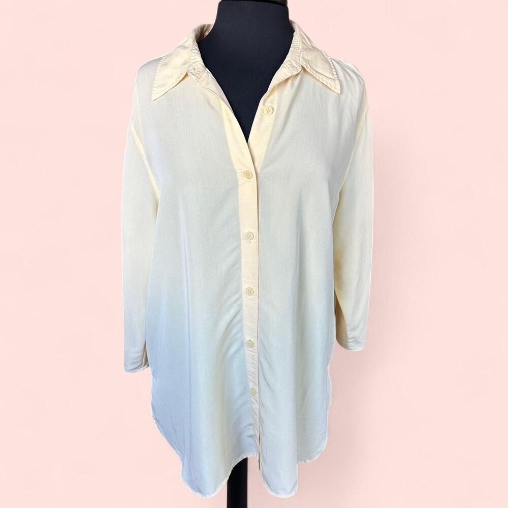 Coldwater Creek Butter Yellow Button Down Shirt – XL – Coastal Grandma / Cottage
